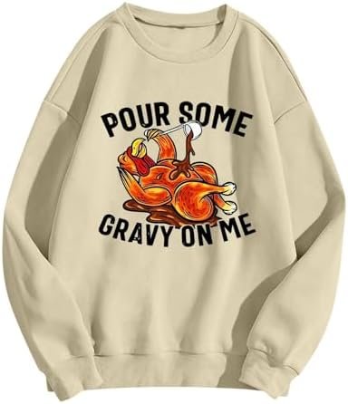 Men's Winter Thanksgiving Printed Solid Color Top Casual Crew Neck Pullover Hoodie Cold Weather Hoodies Men