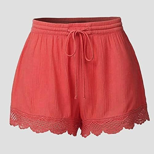 Women Summer Fashion Lace Plus Size Rope Tie Shorts Yoga Sport Pants Leggings Trousers Shorts Pajama Set for
